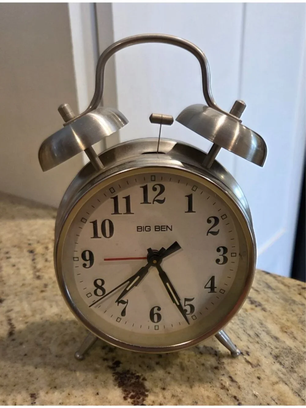 Big Ben Bell Alarm Clock 311 Silver Color Battery Operated - Picture 1 of 6